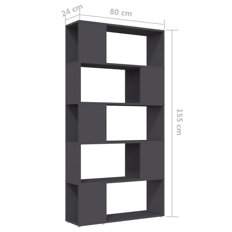 Book Cabinet Room Divider Grey 80x24x155 cm Engineered Wood