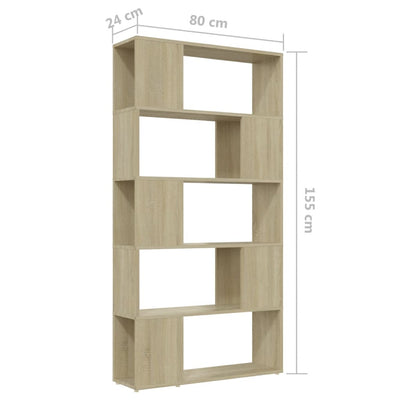 Book Cabinet Room Divider Sonoma Oak 80x24x155 cm Engineered Wood