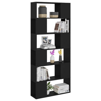 Book Cabinet Room Divider Black 80x24x186 cm Engineered Wood