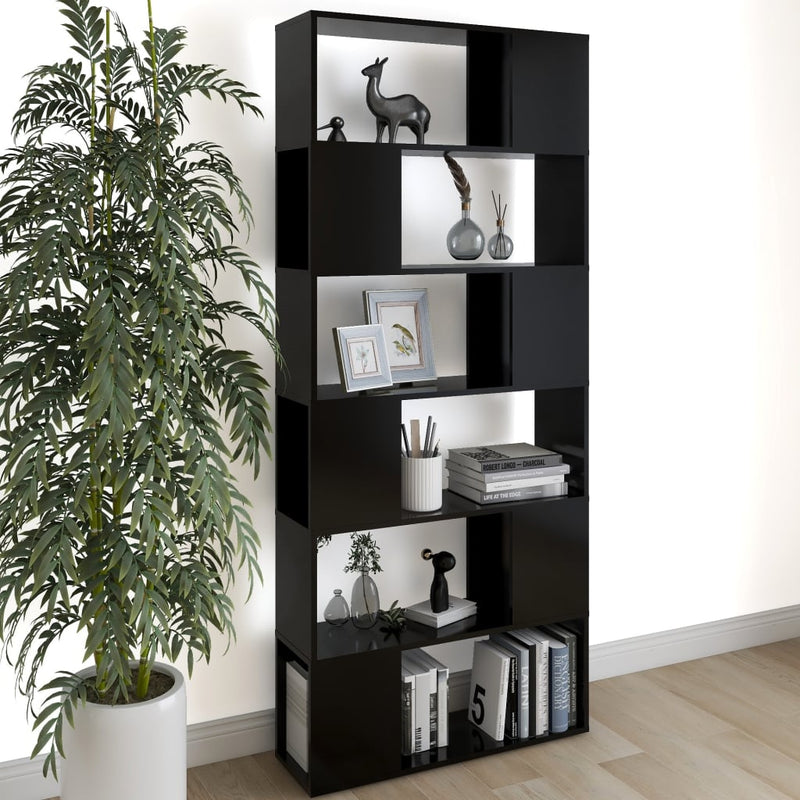 Book Cabinet Room Divider Black 80x24x186 cm Engineered Wood