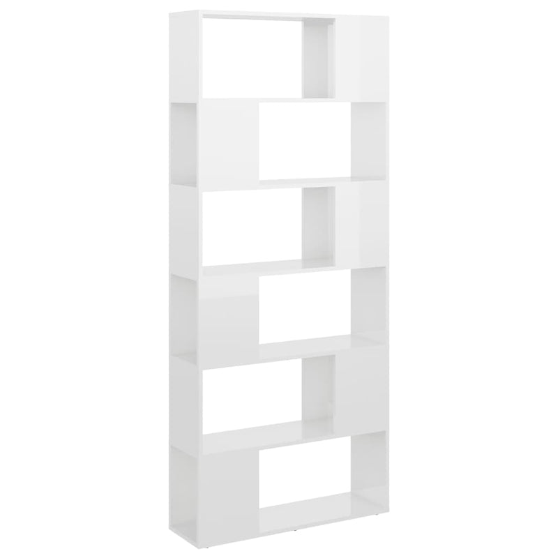 Book Cabinet Room Divider High Gloss White 80x24x186 cm Engineered Wood