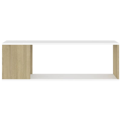 TV Cabinet White and Sonoma Oak 100x24x32 cm Engineered Wood