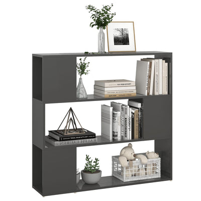 Book Cabinet Room Divider High Gloss Grey 100x24x94 cm