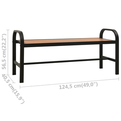 Garden Bench 124.5 cm Steel and WPC Brown and Black