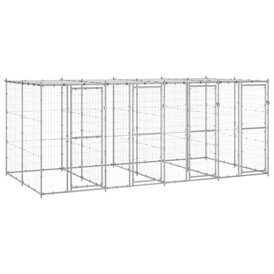 Outdoor Dog Kennel Galvanised Steel with Roof 9.68 m²