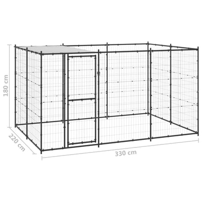 Outdoor Dog Kennel Steel with Roof 7.26 m²