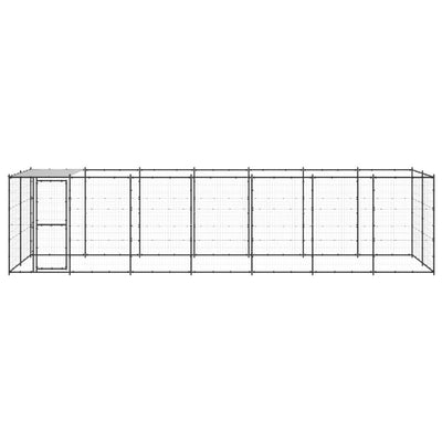 Outdoor Dog Kennel Steel with Roof 16.94 m²