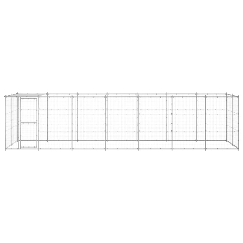 Outdoor Dog Kennel Galvanised Steel with Roof 16.94 m²