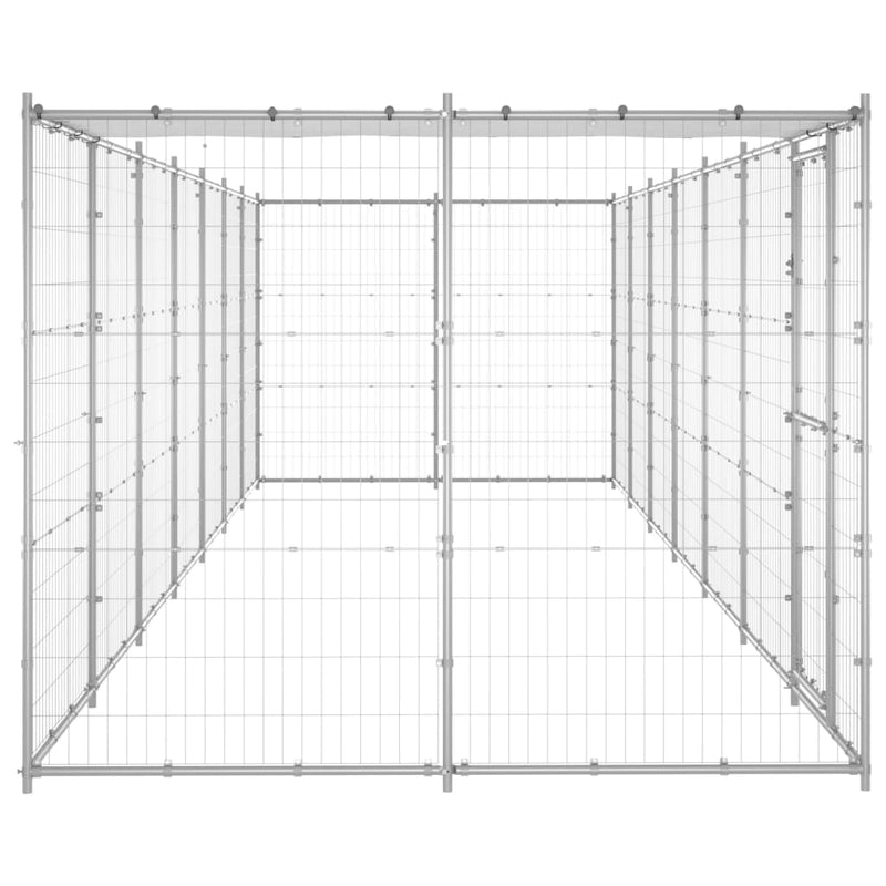 Outdoor Dog Kennel Galvanised Steel with Roof 16.94 m²
