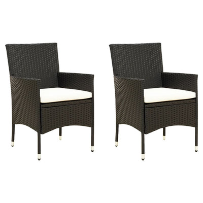 Garden Chairs with Cushions 2 pcs Poly Rattan Black - Payday Deals