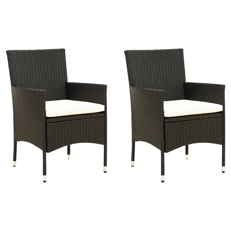 Garden Chairs with Cushions 2 pcs Poly Rattan Black - Payday Deals