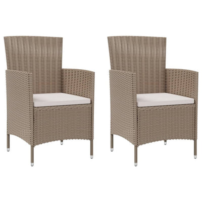 Garden Chairs with Cushions 2 pcs Poly Rattan Beige