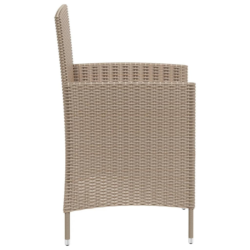 Garden Chairs with Cushions 2 pcs Poly Rattan Beige