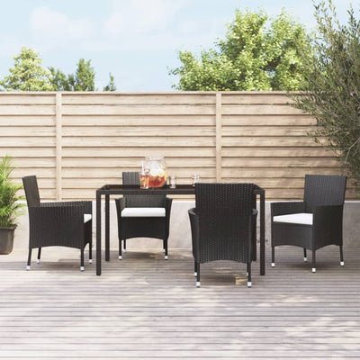 Garden Chairs with Cushions 4 pcs Poly Rattan Black