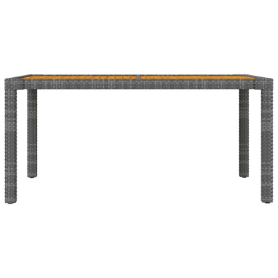 Garden Table 150x90x75 cm Poly Rattan and Acacia Wood Grey
