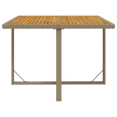 Garden Table Beige 109x107x74 cm Poly Rattan&Solid Wood Acacia