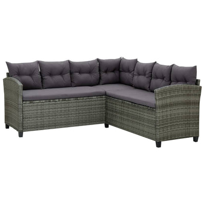 6 Piece Garden Lounge Set with Cushions Poly Rattan Black - Payday Deals