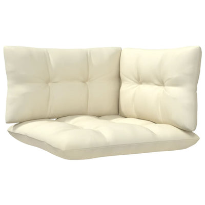 3 Piece Garden Lounge Set with Cream Cushions Solid Pinewood - Payday Deals