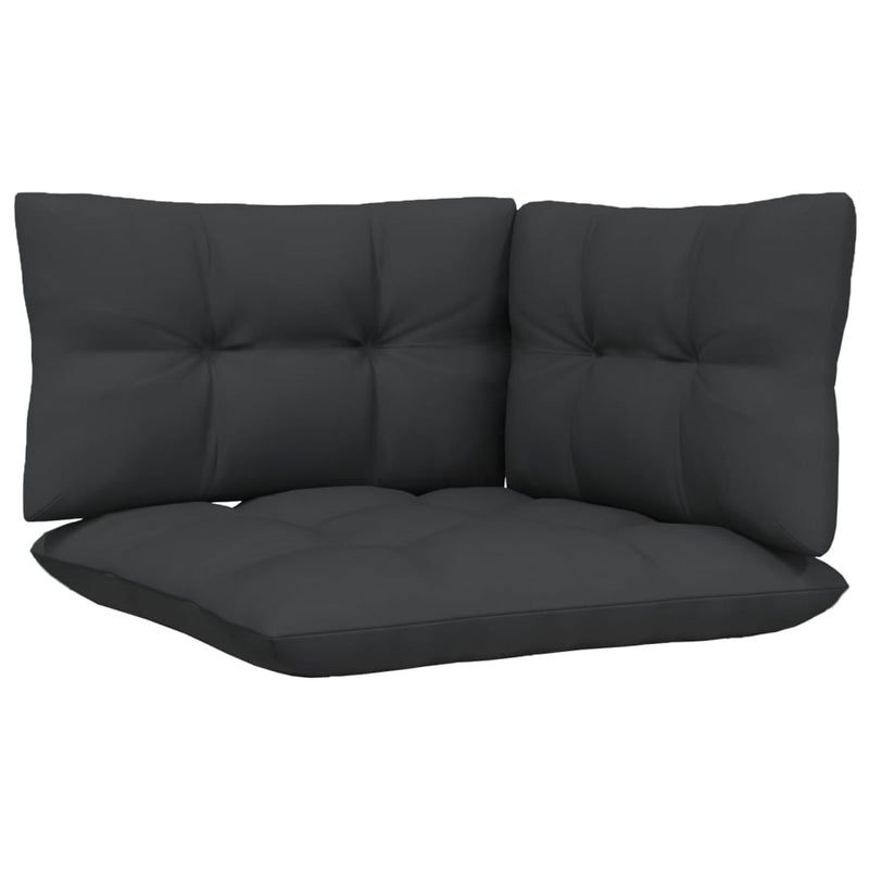 3 Piece Garden Lounge Set with Cushions Black Solid Pinewood - Payday Deals