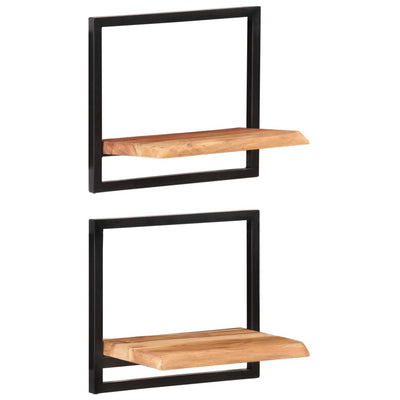 Wall Shelves 2 pcs 40x24x35 cm Solid Wood Acacia and Steel
