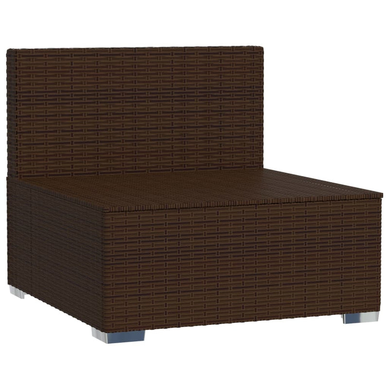 Garden Middle Sofa with Cushions Brown Poly Rattan