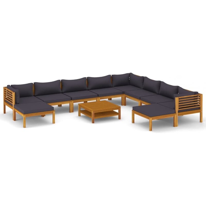 11 Piece Garden Lounge Set with Cushion Solid Acacia Wood