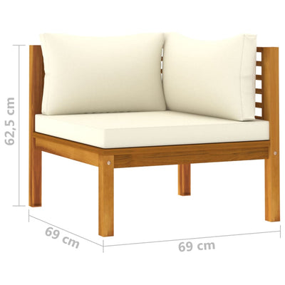 7 Piece Garden Lounge Set with Cream Cushion Solid Acacia Wood