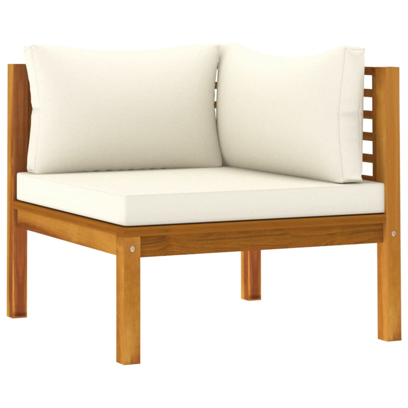 9 Piece Garden Lounge Set with Cream Cushion Solid Acacia Wood