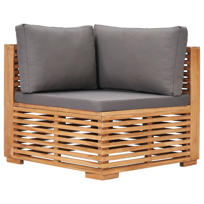 5 Piece Garden Lounge Set with Dark Grey Cushion Solid Teak Wood