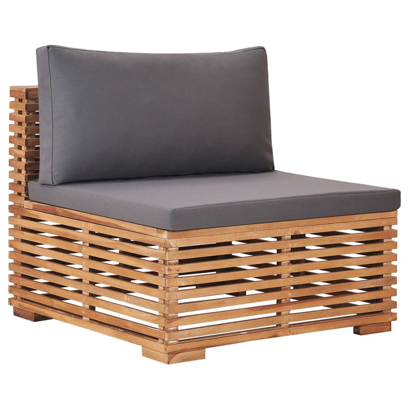 8 Piece Garden Lounge Set with Dark Grey Cushion Solid Teak Wood