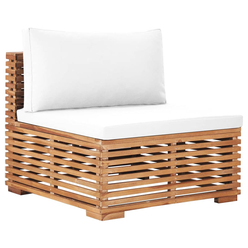 10 Piece Garden Lounge Set with Cream Cushion Solid Teak Wood