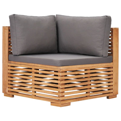 11 Piece Garden Lounge Set with Dark Grey Cushion Solid Teak Wood
