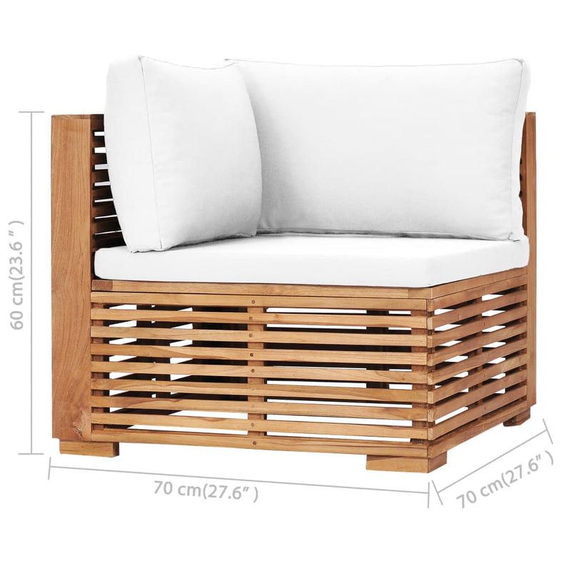 9 Piece Garden Lounge Set with Cream Cushion Solid Teak Wood