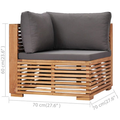 7 Piece Garden Lounge Set with Dark Grey Cushion Solid Teak Wood