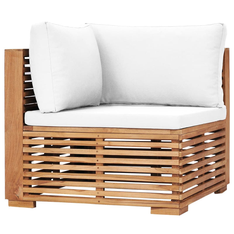 7 Piece Garden Lounge Set with Cream Cushion Solid Teak Wood