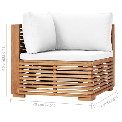 4 Piece Garden Lounge Set with Cream Cushion Solid Teak Wood