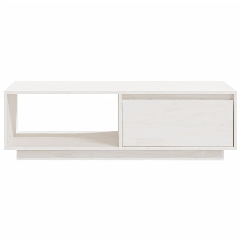 Coffee Table White 110x50x33.5 cm Solid Pinewood