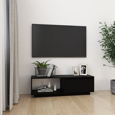 TV Cabinet Black 110x30x33.5 cm Solid Pinewood