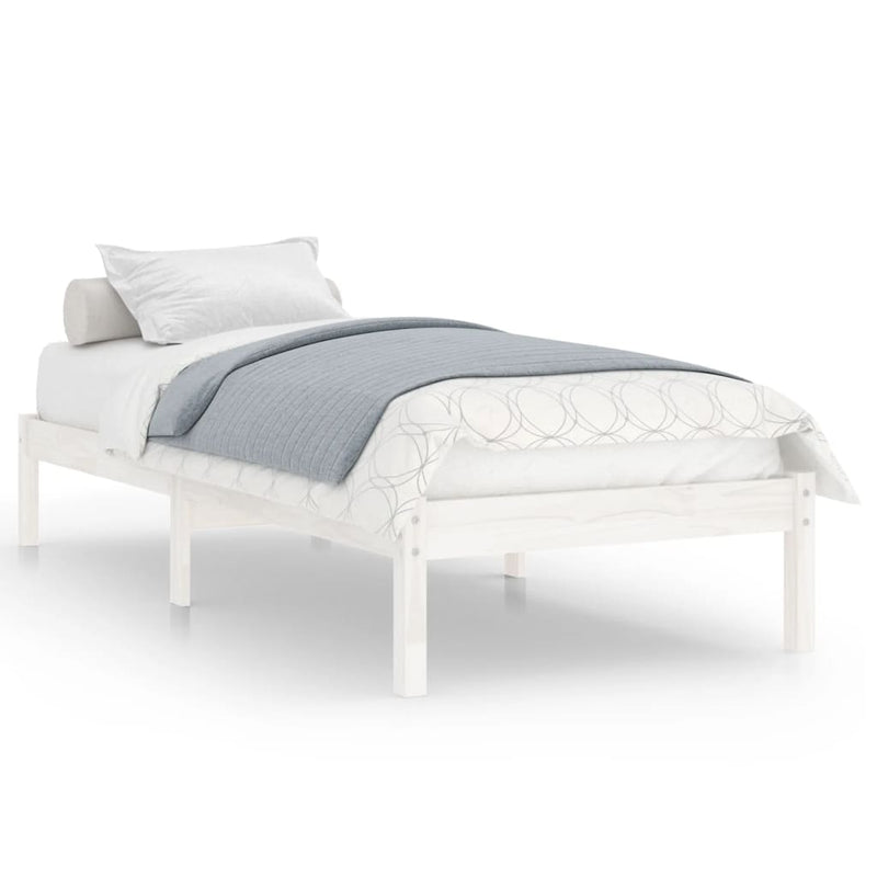 Bed Frame White Solid Wood 92x187 cm Single Bed Size
