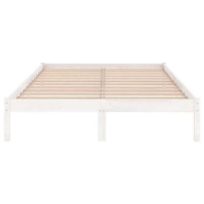 Bed Frame White Solid Wood 137x187 Double Size