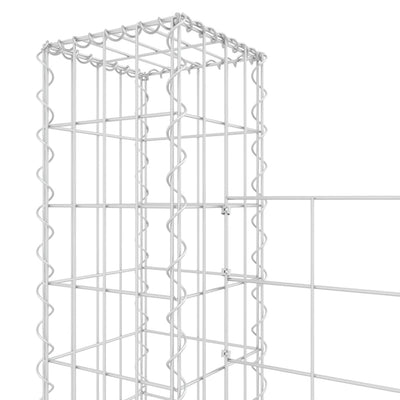 U-shape Gabion Basket with 3 Posts Iron 260x20x150 cm