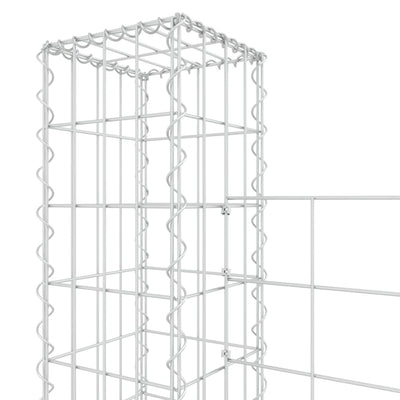 U-shape Gabion Basket with 7 Posts Iron 740x20x150 cm