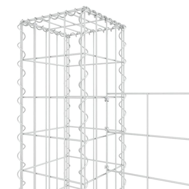 U-shape Gabion Basket with 7 Posts Iron 740x20x150 cm