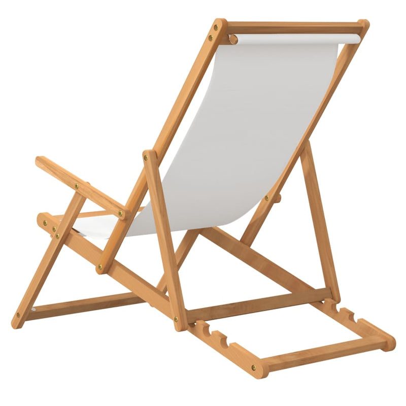 Folding Beach Chair Solid Wood Teak Cream