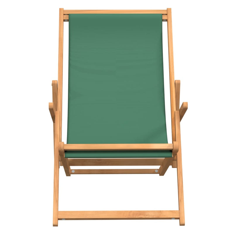 Folding Beach Chair Solid Wood Teak Green