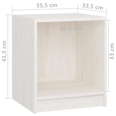 Bedside Cabinet White 35.5x33.5x41.5 cm Solid Pinewood