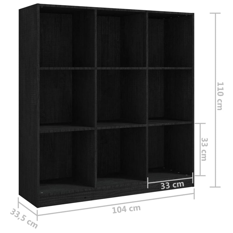 Book Cabinet/Room Divider Black 104x33.5x110 cm Solid Pinewood