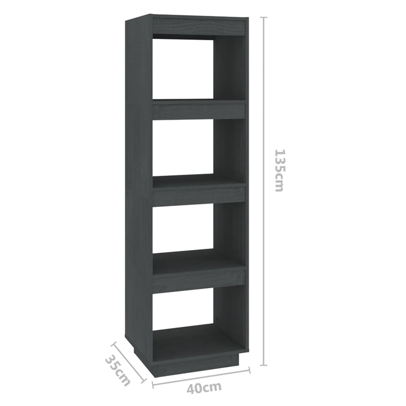 Book Cabinet/Room Divider Grey 40x35x135 cm Solid Pinewood