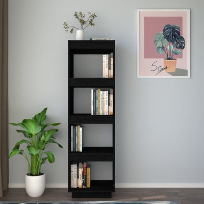 Book Cabinet/Room Divider Black 40x35x135 cm Solid Pinewood