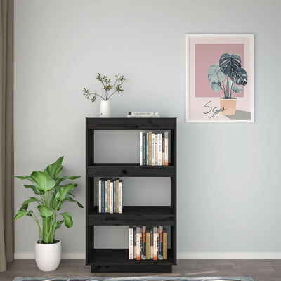 Book Cabinet/Room Divider Black 60x35x103 cm Solid Wood Pine